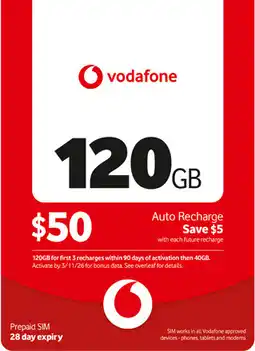 Coles Vodafone $50 Prepaid SIM offer