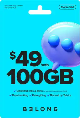 Coles Belong $49 Mobile SIM offer