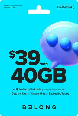 Coles Belong $39 Mobile SIM offer