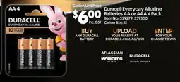 Campbells Wholesale Duracell Everyday Alkaline Batteries AA or AAA offer