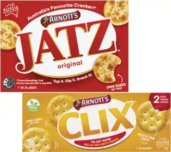 Coles Arnott's Jatz or Clix Crackers 225g-250g offer