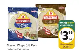 Foodworks Mission Wraps Selected Varieties offer