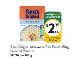 Foodworks Ben's Original Microwave Rice Pouch offer