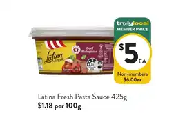 Foodworks Latina Fresh Pasta Sauce offer
