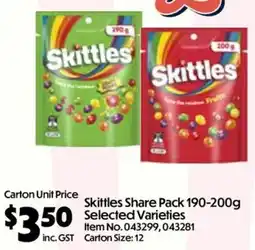 C-Store Distribution Skittles Share Pack Selected Varieties offer