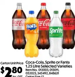 C-Store Distribution Coca-Cola, Sprite or Fanta Selected Varieties offer