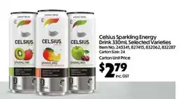 C-Store Distribution Celsius Sparkling Energy Drink 330mL Selected Varieties offer
