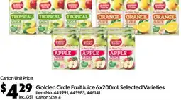C-Store Distribution Golden Circle Fruit Juice Selected Varieties offer