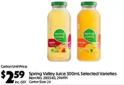 C-Store Distribution Spring Valley Juice 300mL Selected Varieties offer