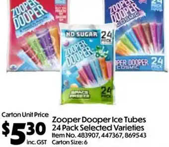 C-Store Distribution Zooper Dooper Ice Tubes offer