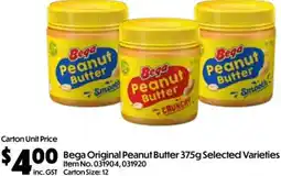C-Store Distribution Bega Original Peanut Butter Selected Varieties offer