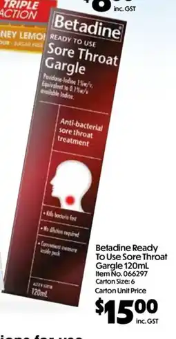 C-Store Distribution Betadine Ready To Use Sore Throat Gargle offer