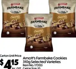 C-Store Distribution Arnott's Farmbake Cookies Selected Varieties offer