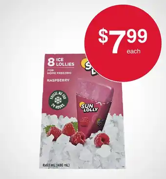 Sun Lolly Ice Lollies Raspberry