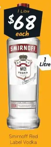 Cellarbrations Smirnoff Red Label Vodka offer