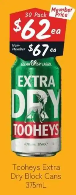 Cellarbrations Tooheys Extra Dry Block Cans offer