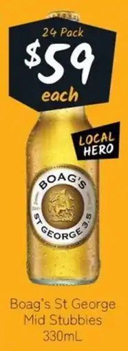Cellarbrations Boag's St George Mid Stubbies offer