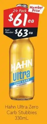 Cellarbrations Hahn Ultra Zero Carb Stubbies offer