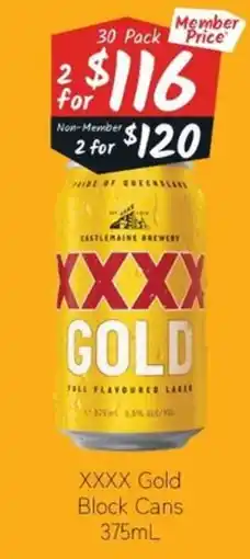 Cellarbrations XXXX Gold Block Cans offer