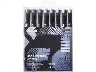 Officeworks Ironlak Tri-grip Twin Graphic Markers Cool Grey 8 Pack offer
