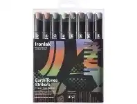 Officeworks Ironlak Tri-grip Twin Graphic Markers Earth 8 Pack offer
