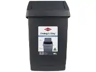 Officeworks Willow Swing & Stay Bin 50L White and Charcoal offer