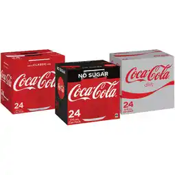 Woolworths Coca-Cola Classic, Zero Sugar or Diet Soft Drink Varieties 24 x 375ml offer