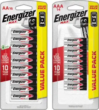 IGA Energizer Max AA 16 Pack or AAA 14 Pack Batteries offer