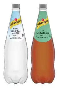IGA Schweppes Mixers, Natural Mineral Water or Soft Drinks 1.1 Litre Selected Varieties offer