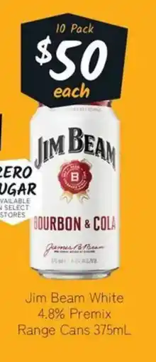 Cellarbrations Jim Beam White 4.8% Premix Range Cans offer