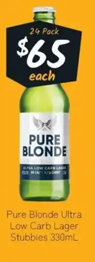 Cellarbrations Pure Blonde Ultra Low Carb Lager Stubbies offer