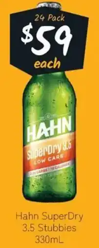 Cellarbrations Hahn SuperDry 3.5 Stubbies offer
