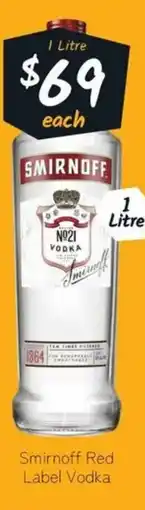 Cellarbrations Smirnoff Red Label Vodka offer