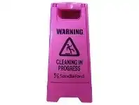Officeworks Sandleford Cleaning in Progress A-Frame Sign Pink offer