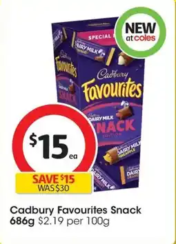 Coles Cadbury Favourites Snack offer