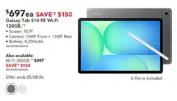 Harvey Norman Galaxy Tab S10 FE Wi-Fi offer