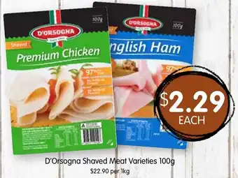Spudshed D'Orsogna Shaved Meat Varieties offer