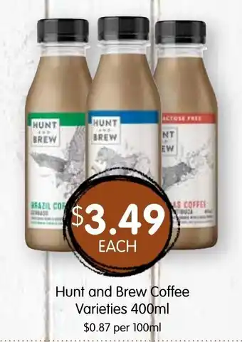 Spudshed Hunt and Brew Coffee Varieties offer