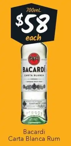Ritchies Bacardi Carta Blanca Rum offer