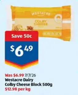 ALDI Westacre Dairy Colby Cheese Block offer