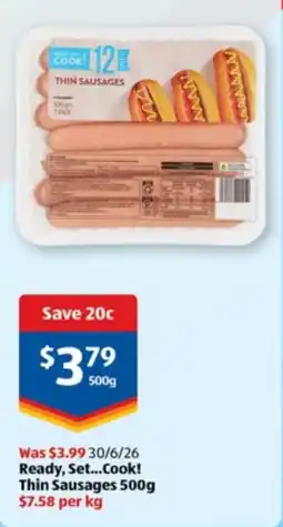 ALDI Ready, Set...Cook! Thin Sausages offer