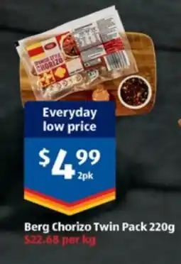 ALDI Berg Chorizo Twin Pack offer