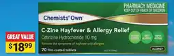Cincotta Chemist Chemists' Own C-Zine Hayfever & Allergy Relief offer