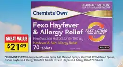 Cincotta Chemist Chemists' Own Fexo Hayfever & Allergy Relief offer