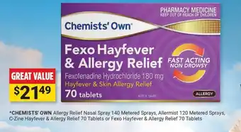 Chemists' Own Fexo Hayfever & Allergy Relief