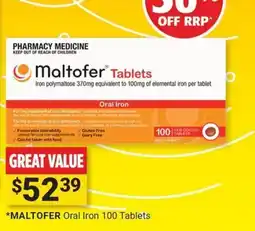 Cincotta Chemist Maltofer Oral Iron 100 Tablets offer