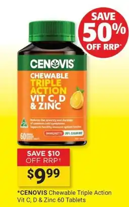 Cincotta Chemist Cenovis Chewable Triple Action Vit C, D & Zinc offer