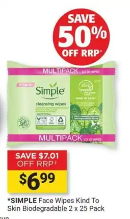 Cincotta Chemist Simple Face Wipes Kind To Skin Biodegradable offer