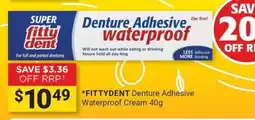 Cincotta Chemist Fittydent Denture Adhesive Waterproof Cream offer