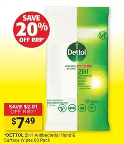 Cincotta Chemist Dettol 2in1 Antibacterial Hand & Surface Wipes offer